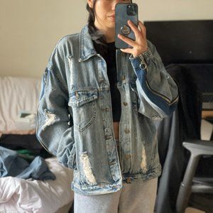 Oversized Drop Shoulder Baggy Denim Jean Jacket (Korea Seoul)